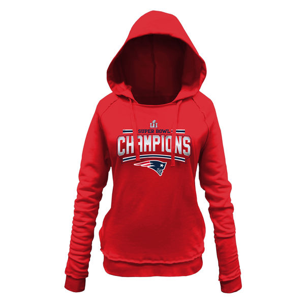 New England Patriots 5th & Ocean by New Era Women's Super Bowl LI Champions Sparkle Pullover Hoodie - Red